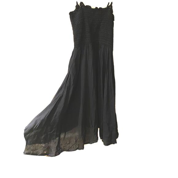 VITAMIN A Gigi Black Summer Dress Women’s SZ  SM Smocked Tie Straps EUC - Picture 3 of 5